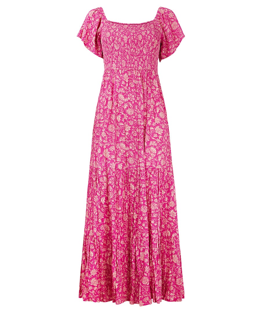 Square Neck Crinkle Meadow Maxi Dress image number 4