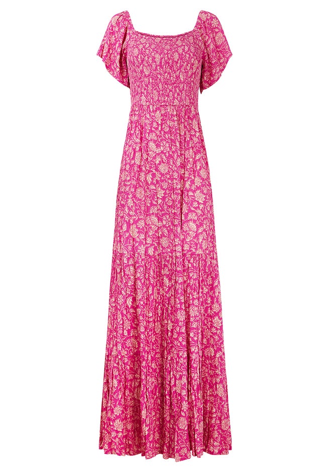 Square Neck Crinkle Meadow Maxi Dress image number 4