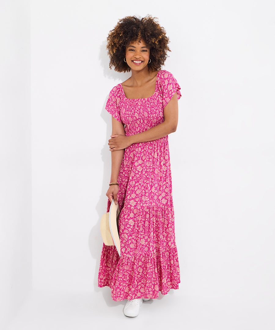 Square Neck Crinkle Meadow Maxi Dress image number 0