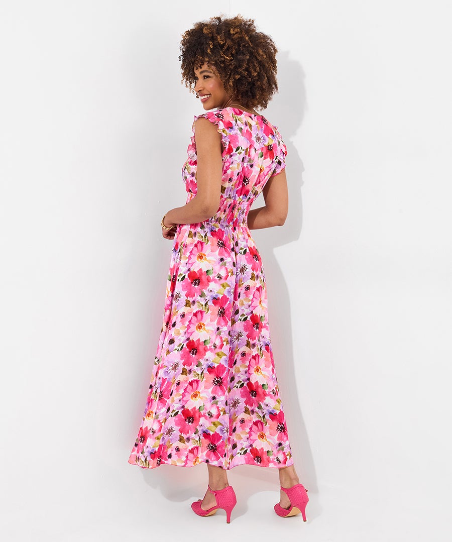 V-neck Ruffle Maxi Dress image number 3