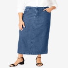 Classic Cotton Denim Midi Skirt image number null