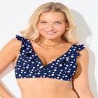 Ruffled Plunge V-Neck Bikini Top image number null