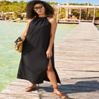 Cotton High Neck Maxi Dress Cover Up image number null