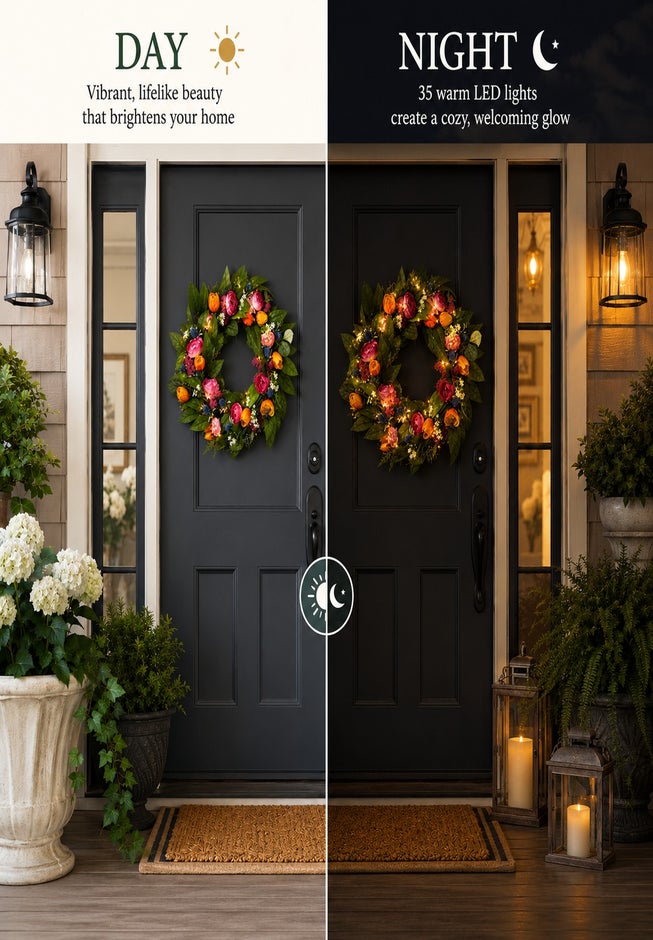  Pre-Lit Botanical Bliss 24&rdquo; Wreath image number 4