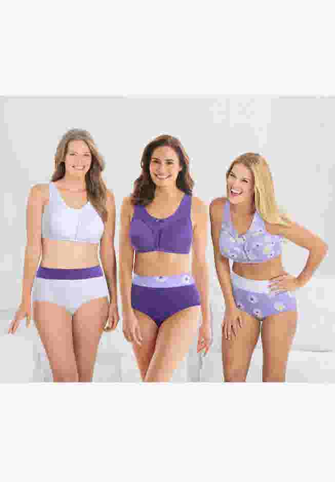 3-Pack Front-Close Cotton Wireless Bra image number 5