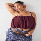 Satin Cropped Bubble Top image number 4