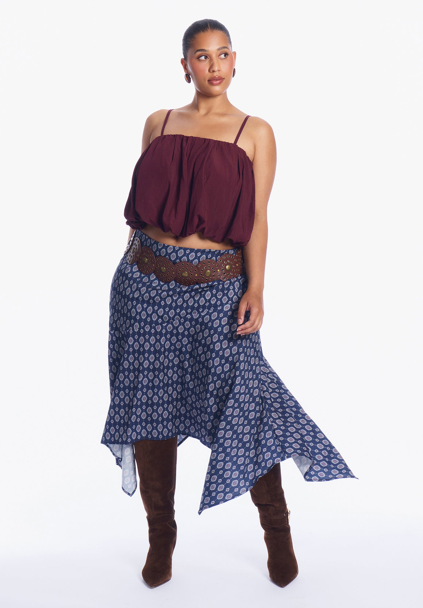 Satin Cropped Bubble Top image number 1