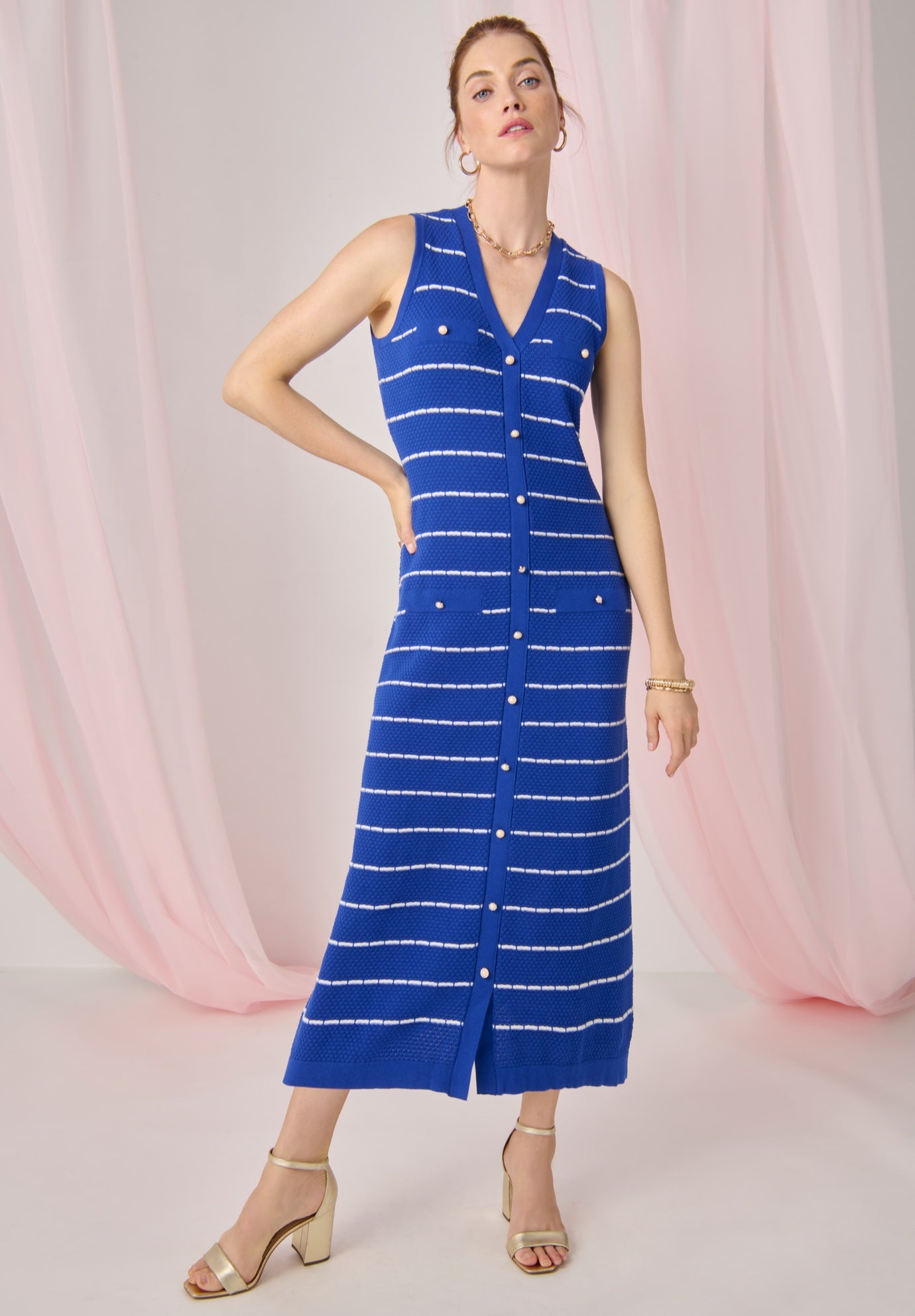 Sleeveless Sweater Button Dress image number 0