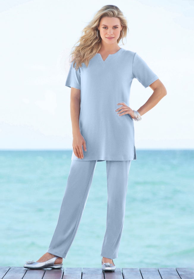 Plus Size Soft Knit Tunic with Notch Neckline image number 5