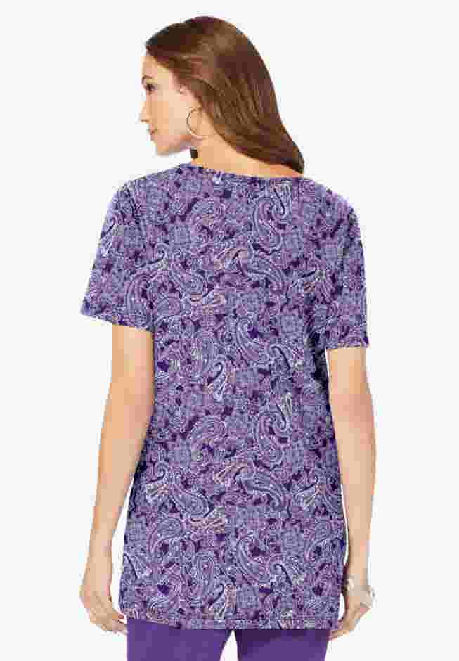 Print Notch Neck Soft Knit Tunic image number 2