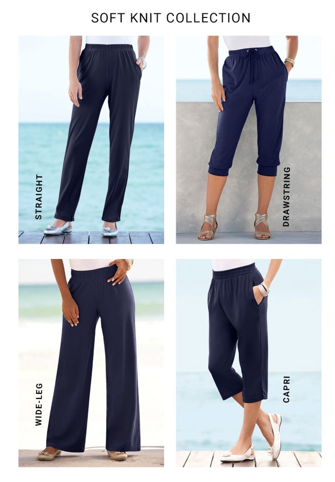 Plus Size Soft Knit Relaxed Pull-On Straight Leg Pant image number 3