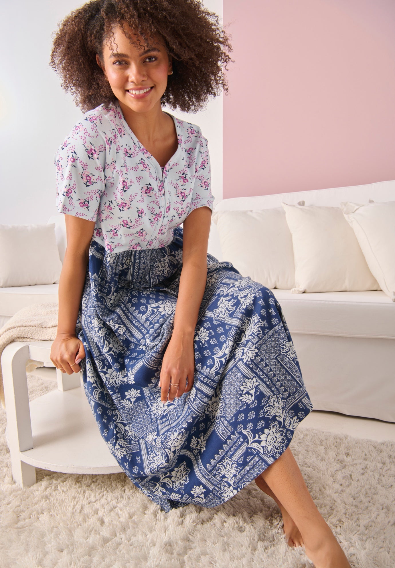 Mixed Print Knit Lounger image number 0