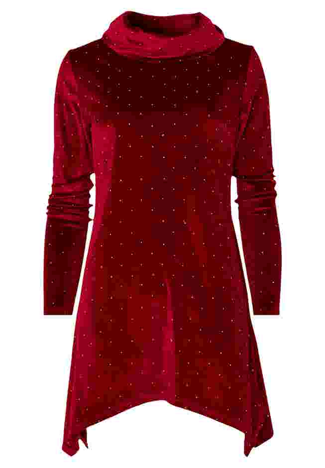 Rhinstone Velvet Cowl Neck Tunic image number 1
