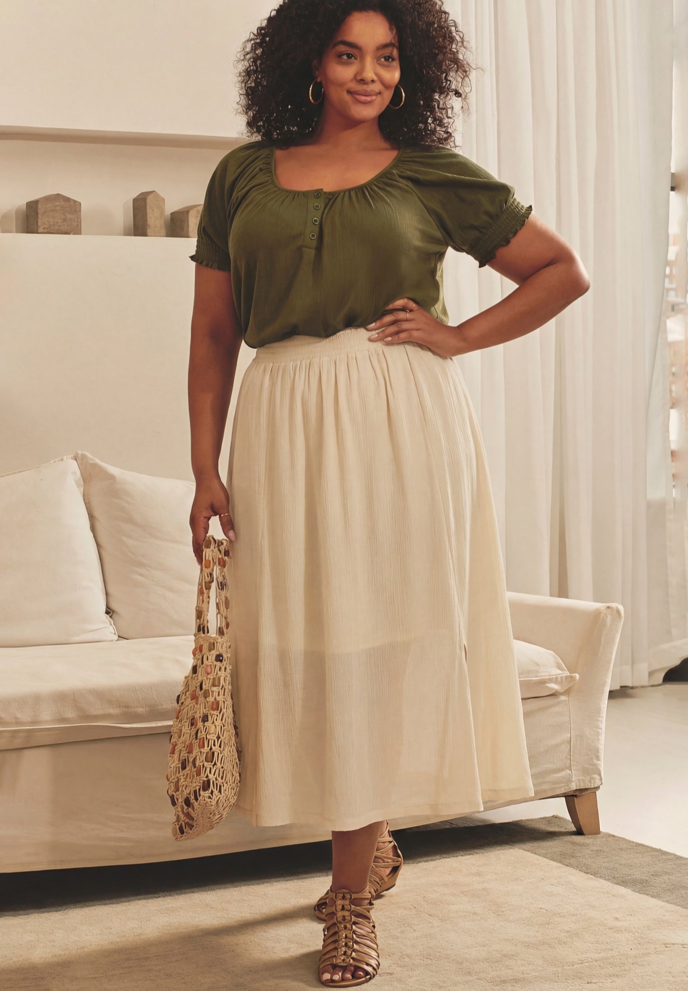 Knit Gauze Smocked Skirt image number 0