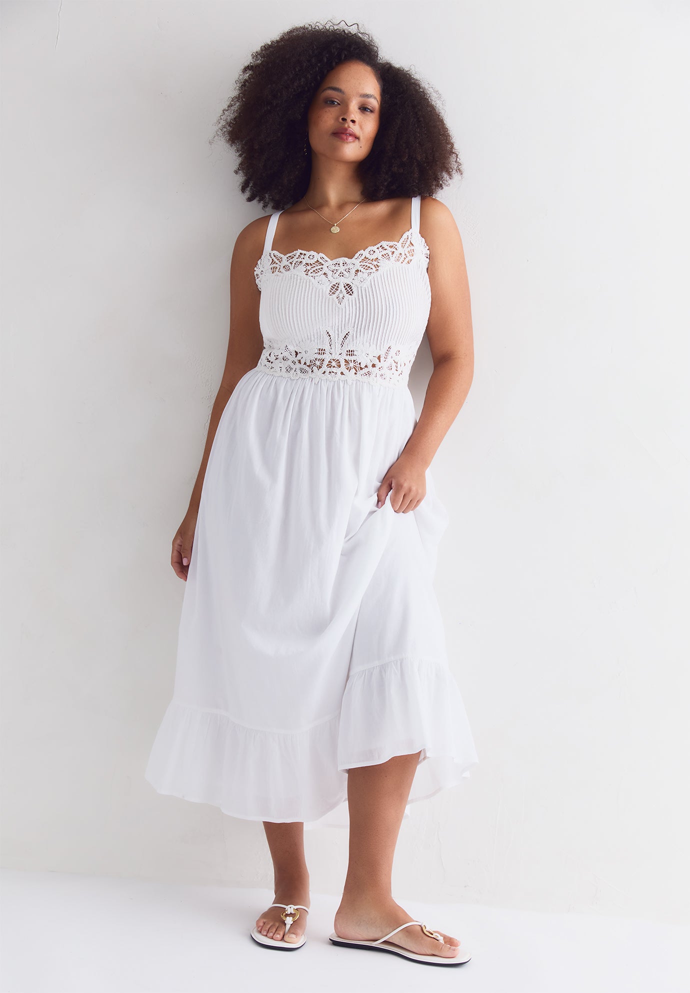 Cotton Voile Lace Maxi Dress image number 3