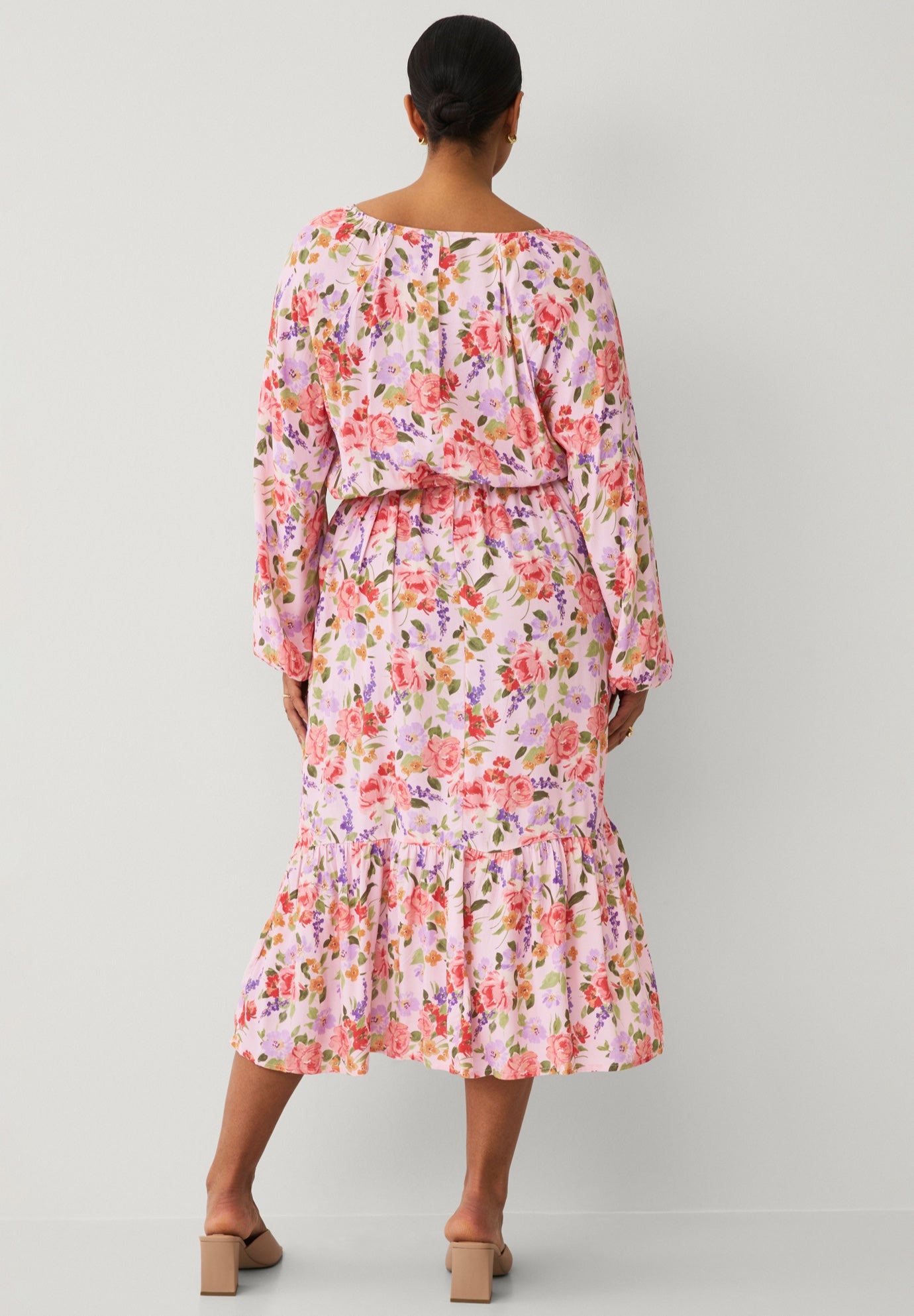 Button Front Midi Dress With Self Belt image number 1