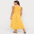 Ribbed Bodice Knit Empire Midi Dress image number null