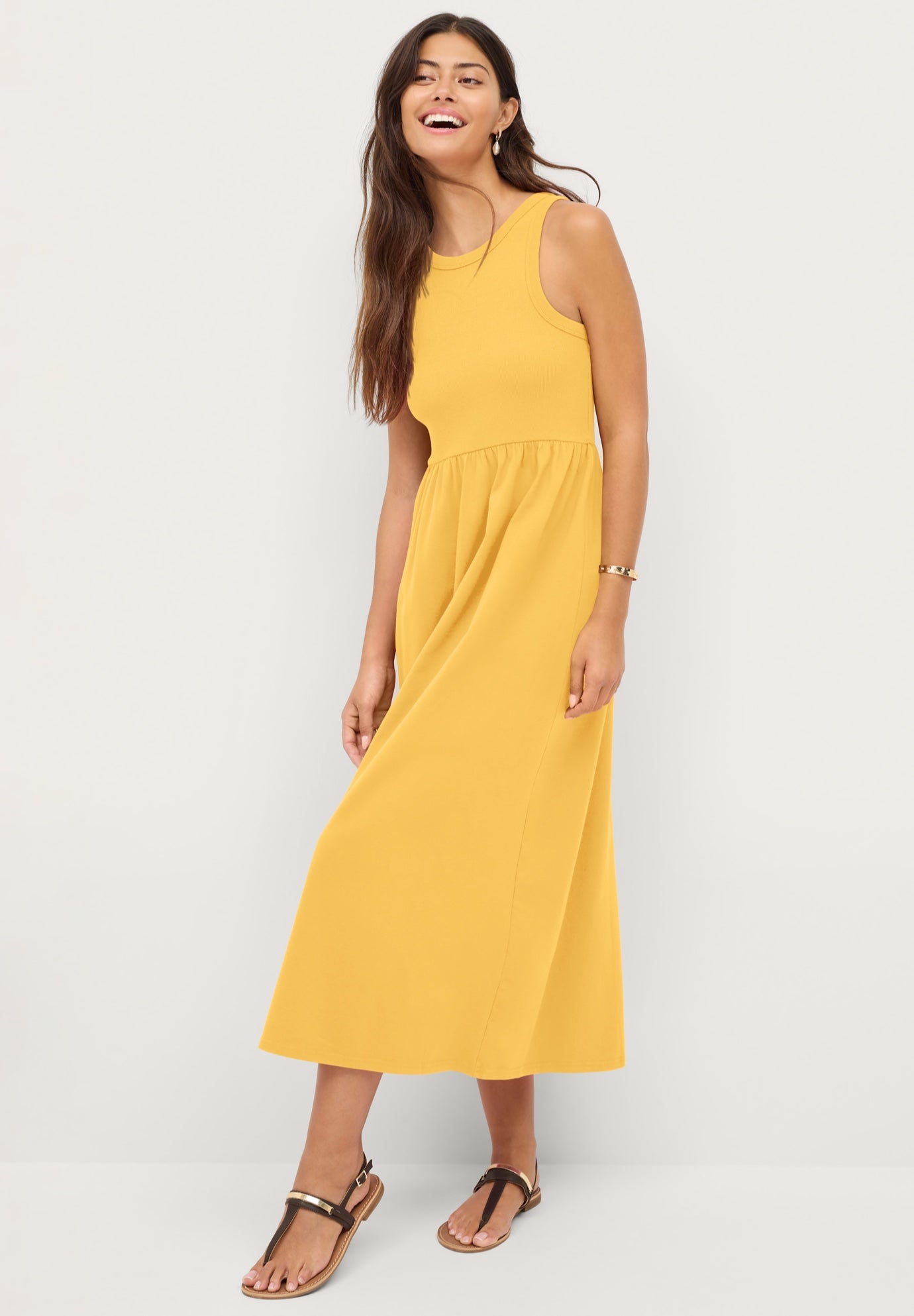 Ribbed Bodice Knit Empire Midi Dress image number 0