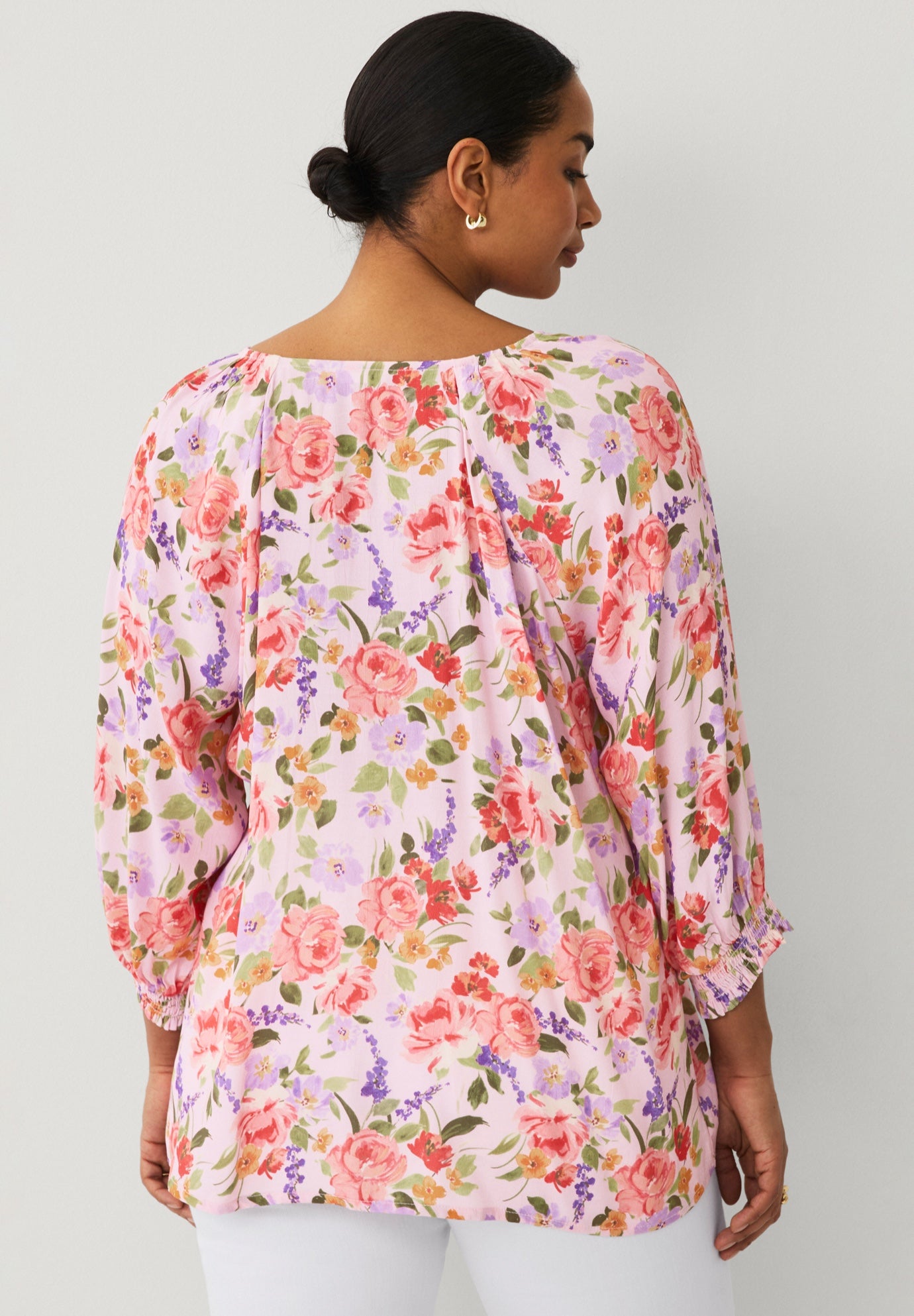 V-neck Blouse With Blouson Sleeves image number 1