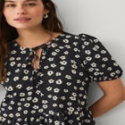 Puff Sleeve Peplum Hem Blouse image number null