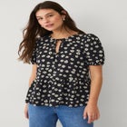 Puff Sleeve Peplum Hem Blouse image number null