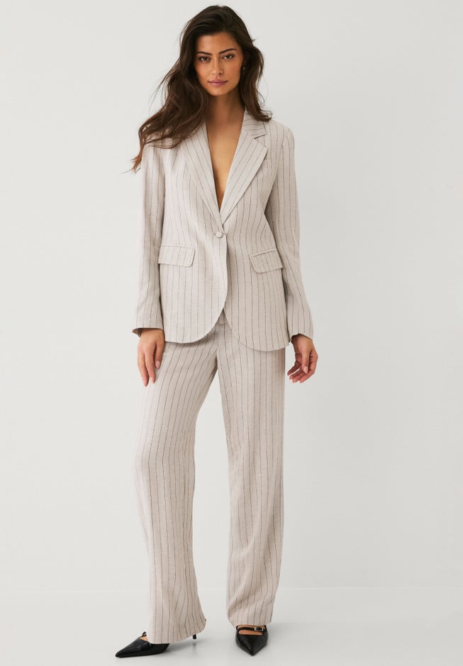 Wide Leg Elastic Waist Linen Trouser image number 3