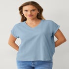 V-neck Tee With Rolled Cuffs image number null