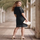 Lace Shift Dress with Short Sleeves image number 1