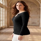 Ribbed Keyhole Pullover Sweater image number 2