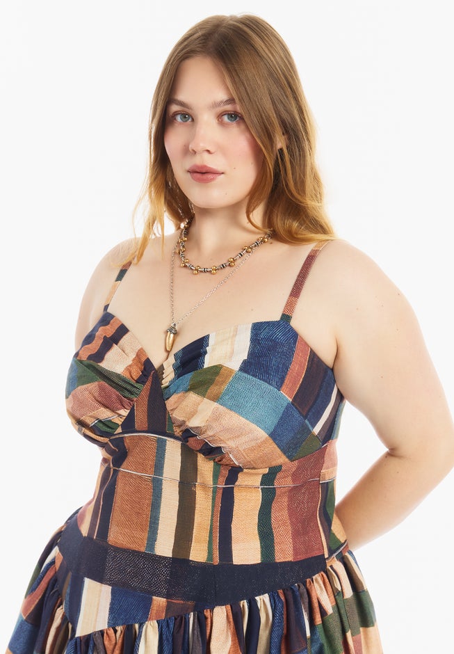 Bustier Drop Waist Midi Dress image number 3