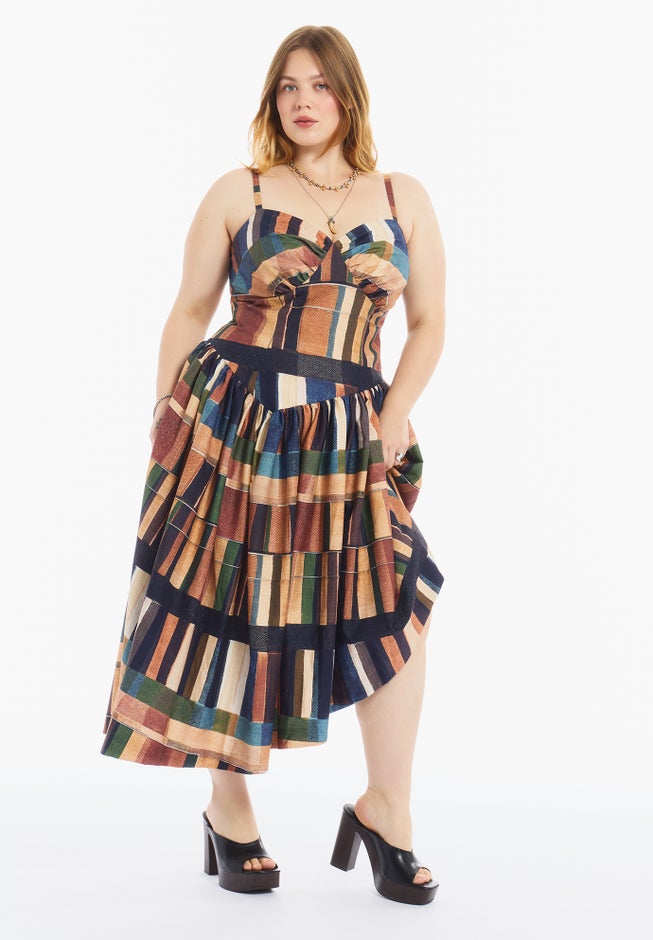 Bustier Drop Waist Midi Dress image number 1