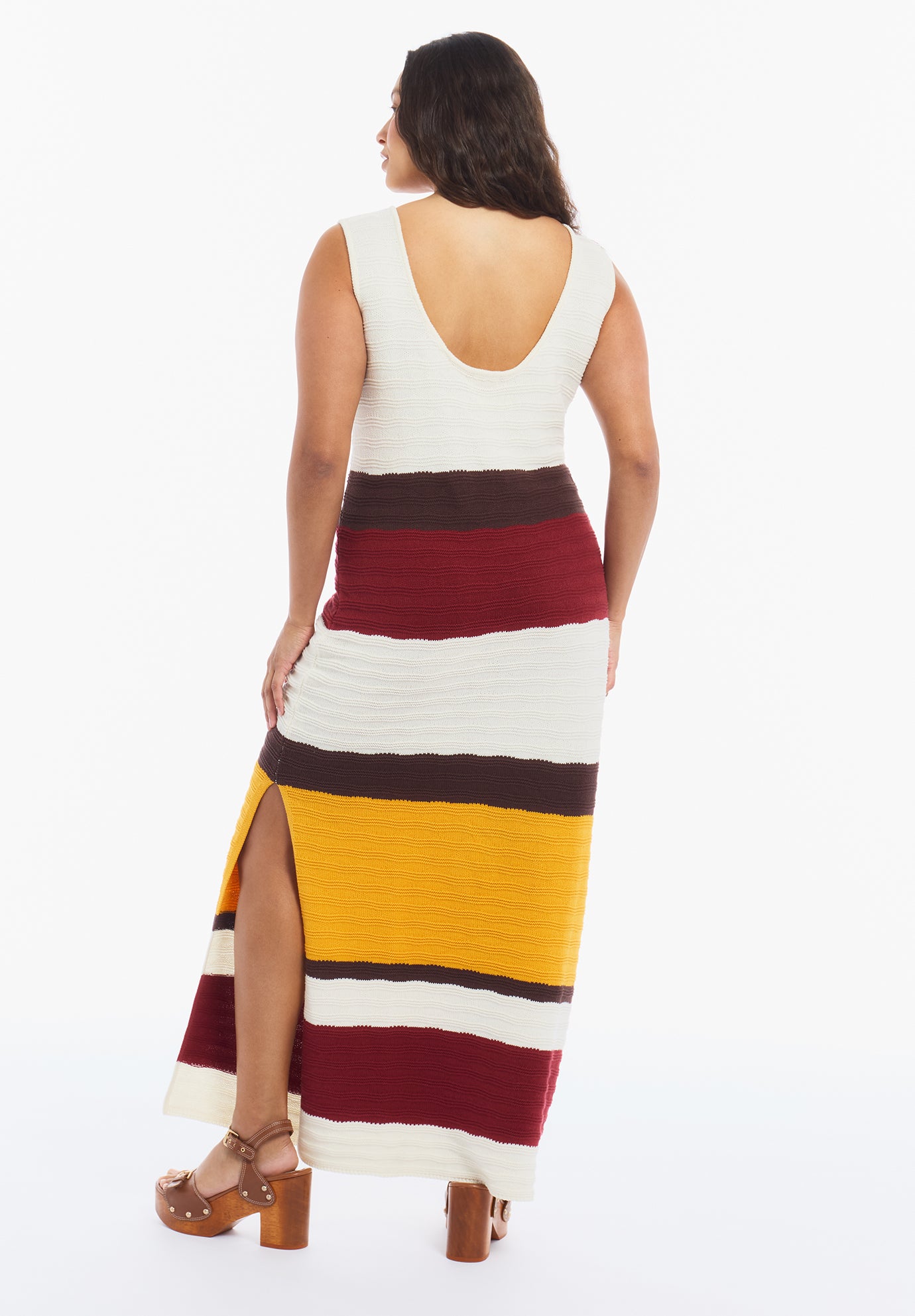 Colorblock Crochet Knit Maxi Dress image number 2