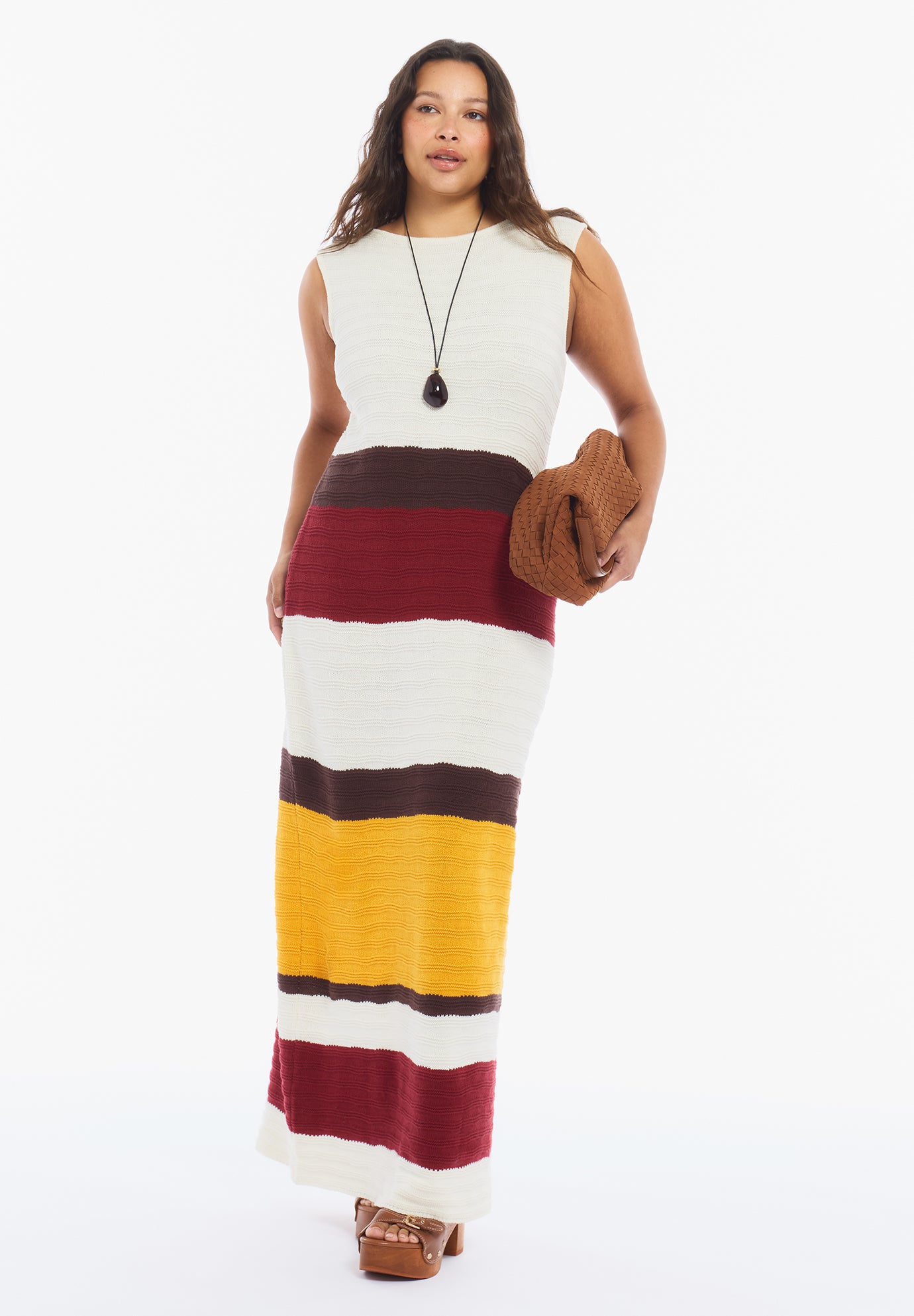 Colorblock Crochet Knit Maxi Dress image number 1