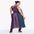 One-Shoulder Chiffon Maxi Dress With Neck Tie image number 2