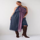 One-Shoulder Chiffon Maxi Dress With Neck Tie image number 4