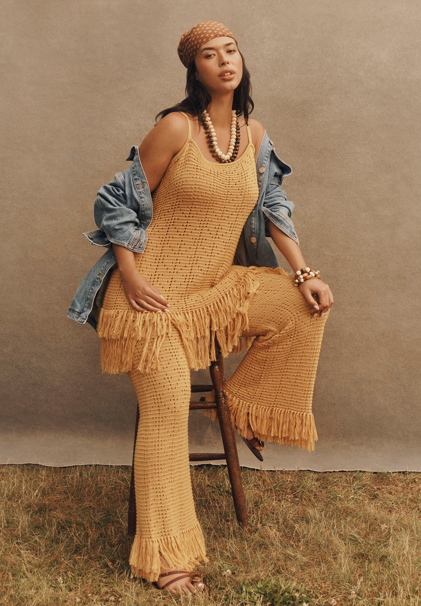Fringe Trim Pointelle Knit Pant image number 0