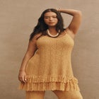 Fringe Trim Pointelle Knit Tunic image number 0