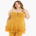 Fringe Trim Pointelle Knit Tunic image number 1