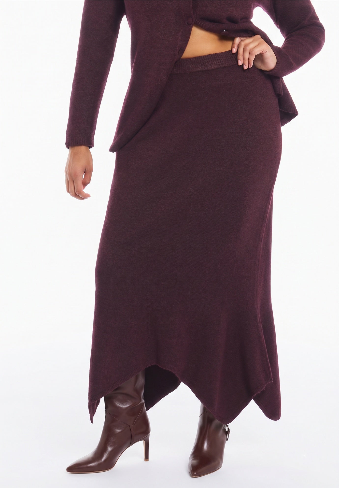 Intarsia Knit Trumpet Maxi Skirt image number 2