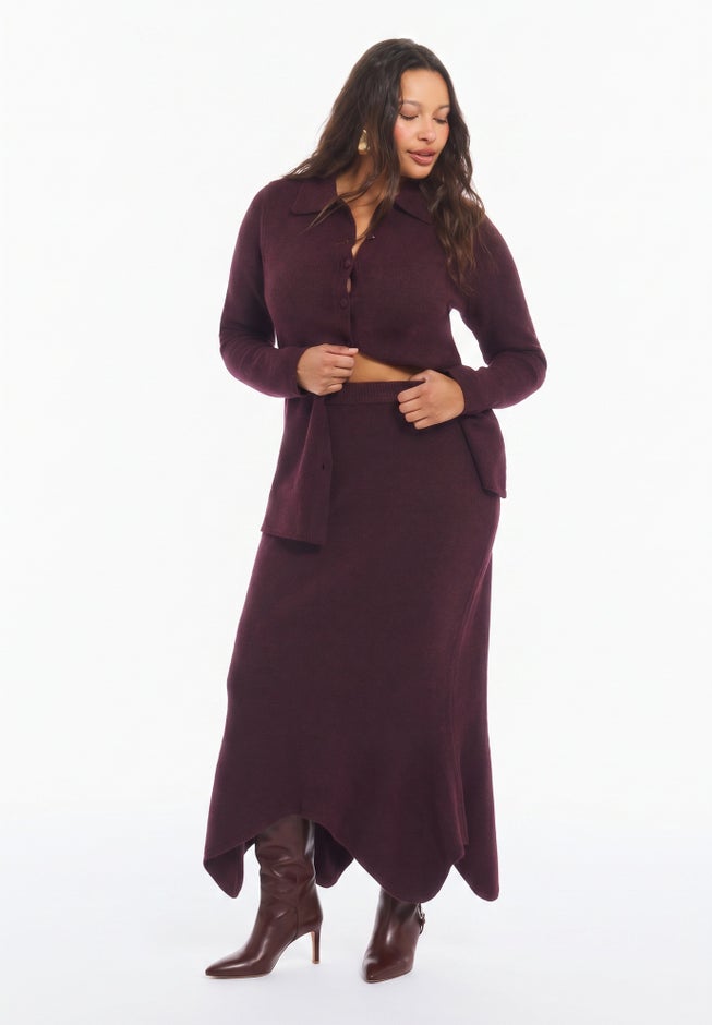 Intarsia Knit Trumpet Maxi Skirt image number 1