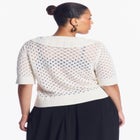 Lace-Trim Pointelle Sweater Top image number 3