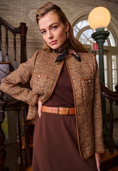 Tweed Jacket with Leather-Trim