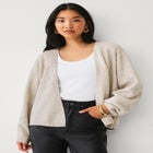 Open-front Boxy Long Sleeve Cardigan image number 0
