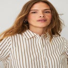 Button-Front Three-Quarter Puff Sleeve Shirt image number null