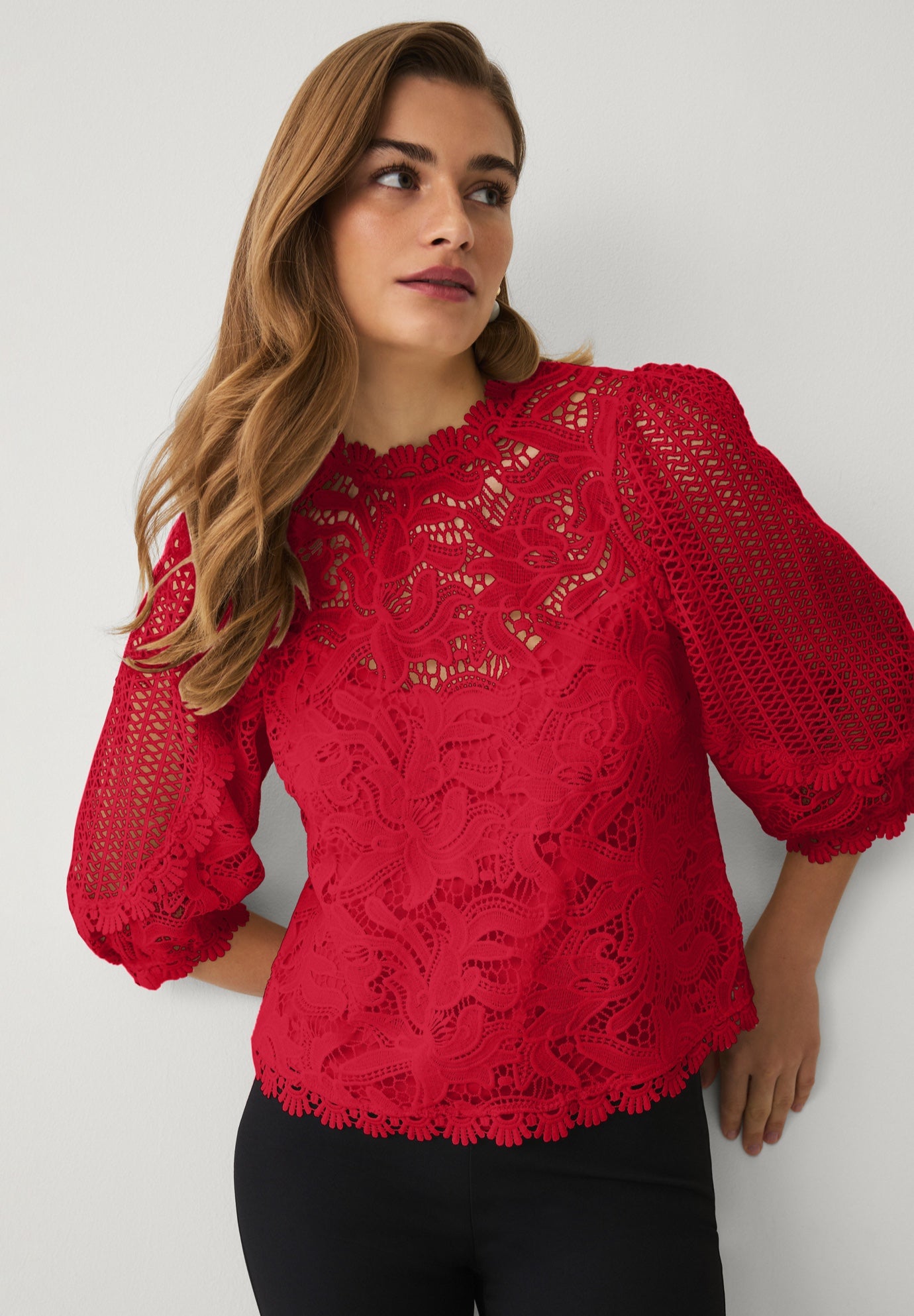 Three-Quarter Sleeve Lace Blouse image number 0