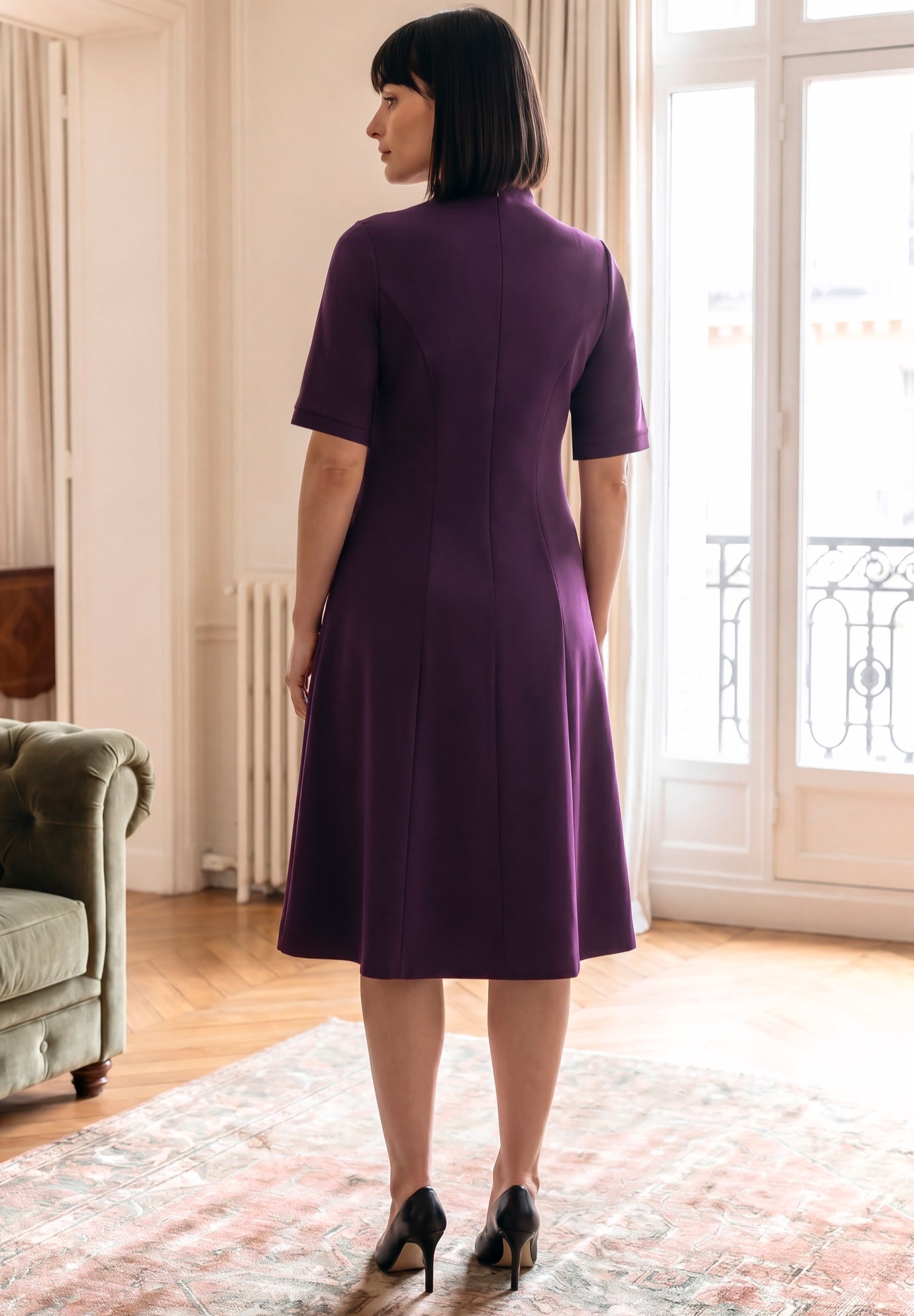 Ponte Fit & Flare Dress image number 1