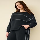 Ellos Studio Piped Boxy Fleece Sweatshirt image number null