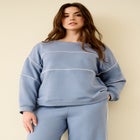 Ellos Studio Piped Boxy Fleece Sweatshirt image number null