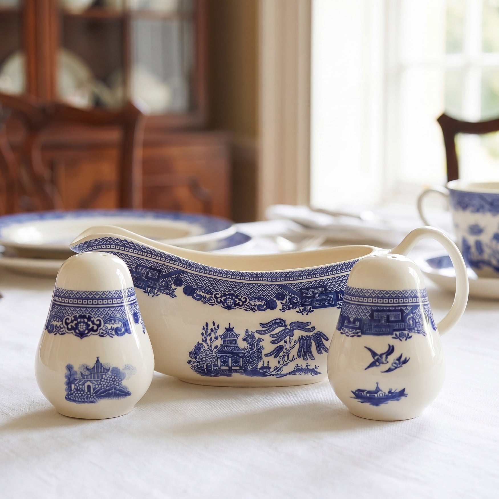 Blue Willow 3-Pc. Salt & Pepper Shaker with Gravy Server image number 1