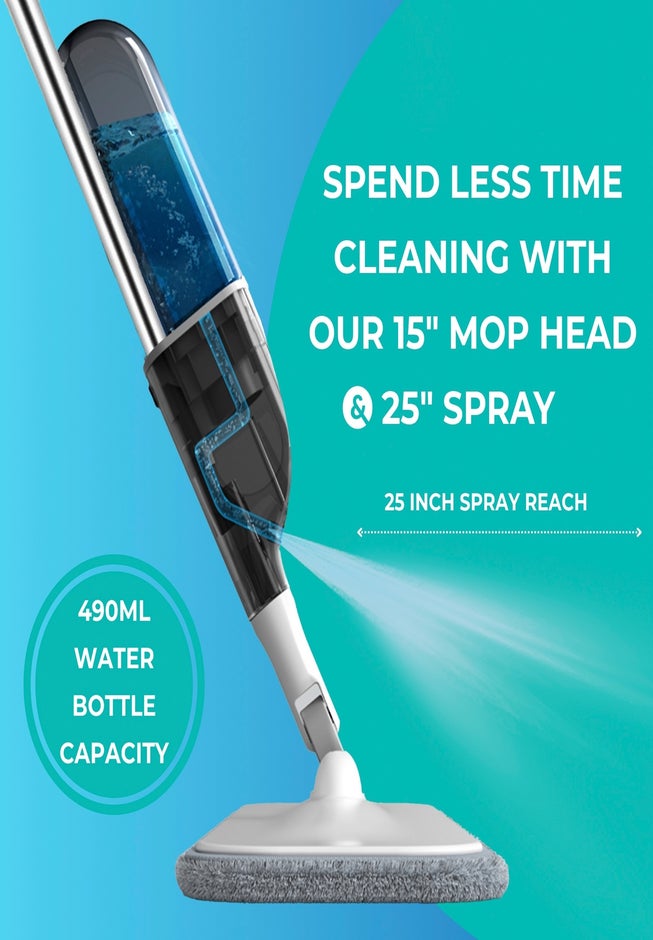 True & Tidy Refillable Spary Mop with Microfiber Pad & Scraper image number 1